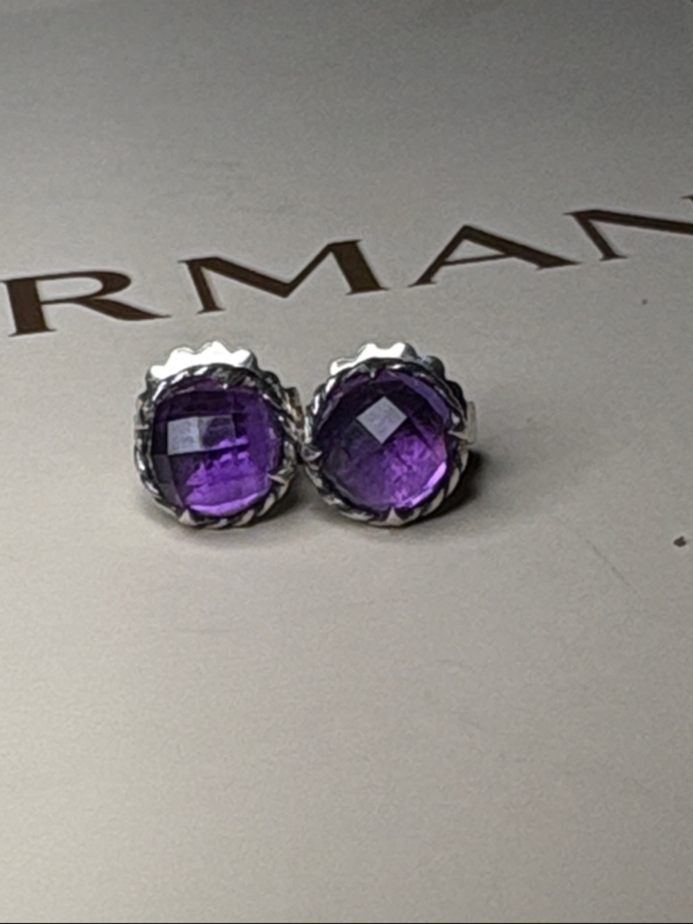 David Yurman Chatelaine Earrings with 8mm Amethyst
